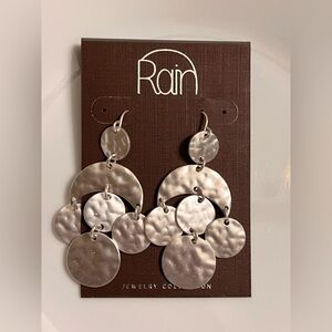 Rain Silver tone Hammered Statement Earrings